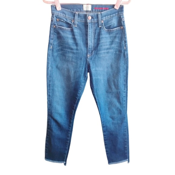 AO.LA by Alice+Olivia Denim - AO.LA by Alice + Olivia High Rise Straight Crop Jeans Size 27 Blue Raw Hem